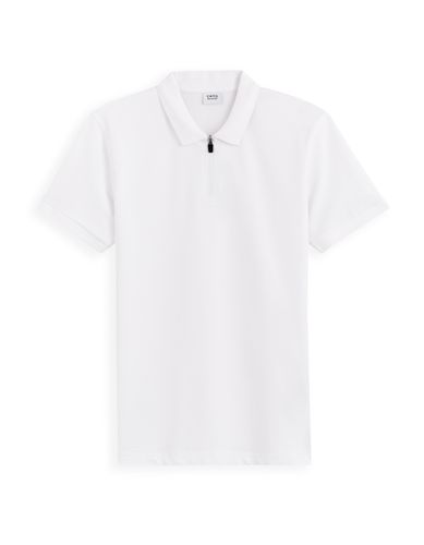 Polo slim col zippé coton stretch - camaieu - Modalova