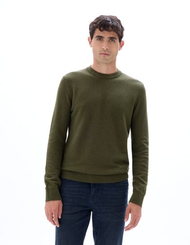 Pull col rond 100% coton - kaki - camaieu - Modalova