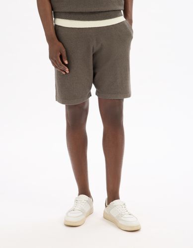 Bermuda en molleton coton mélangé - taupe - camaieu - Modalova