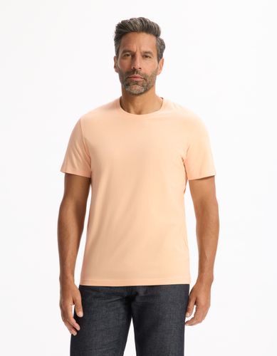 T-shirt straight col rond 100% coton - orange - camaieu - Modalova
