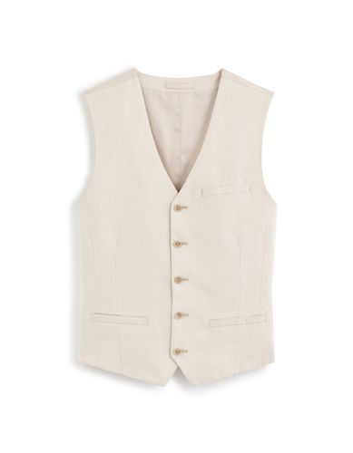 Gilet de costume slim en lin - beige - camaieu - Modalova