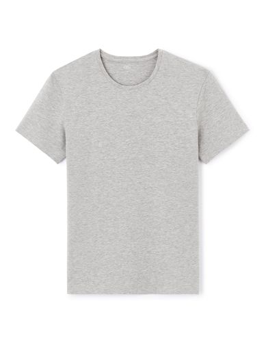 T-shirt slim col rond en coton stretch - gris chiné - camaieu - Modalova