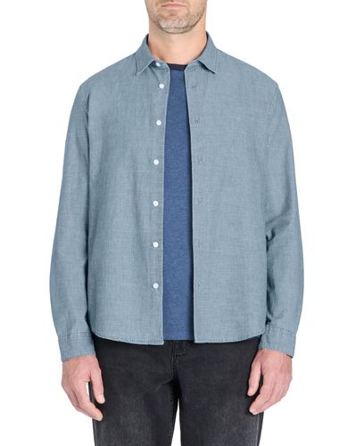 Chemise regular en chambray 100% coton - bleu - camaieu - Modalova