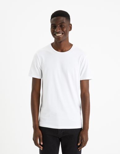 T-shirt slim col rond en coton stretch - camaieu - Modalova