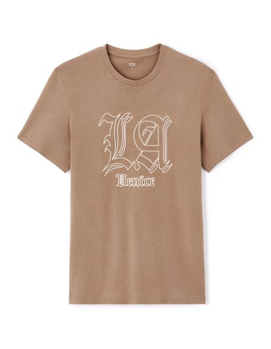 T-shirt col rond 100% coton - taupe - camaieu - Modalova