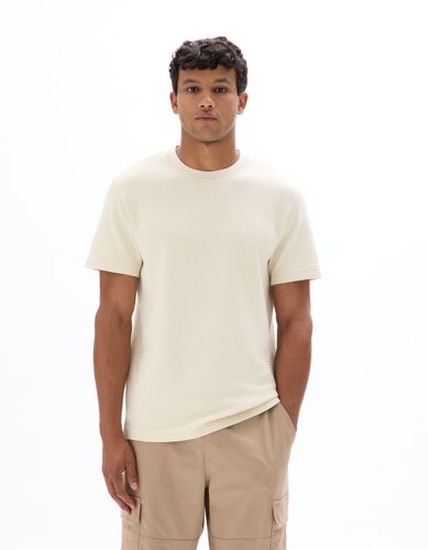 T-shirt regular col rond 100% coton reliéfé - chêne - camaieu - Modalova