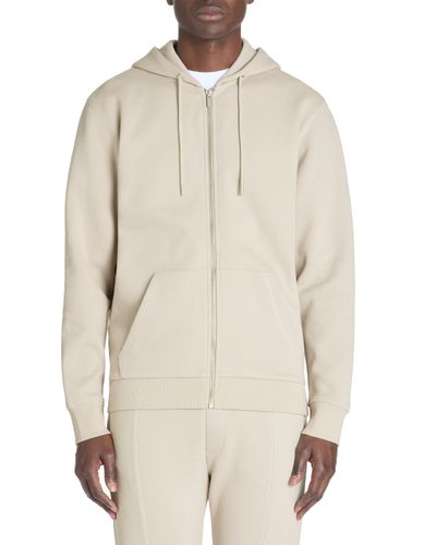 Sweat zippé à capuche regular coton mélangé - beige - camaieu - Modalova