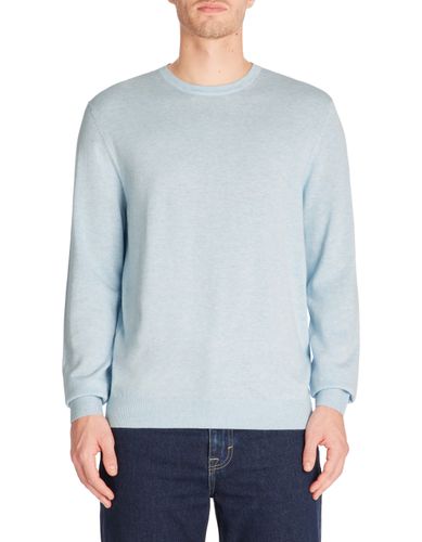 Pull col rond 100% coton - bleu ciel - camaieu - Modalova