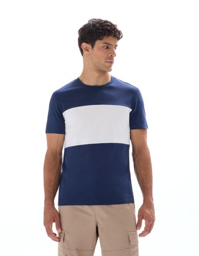 T-shirt regular col rond 100% coton color block - camaieu - Modalova