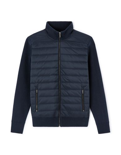 Blouson noir matelassé mix matière - marine - camaieu - Modalova