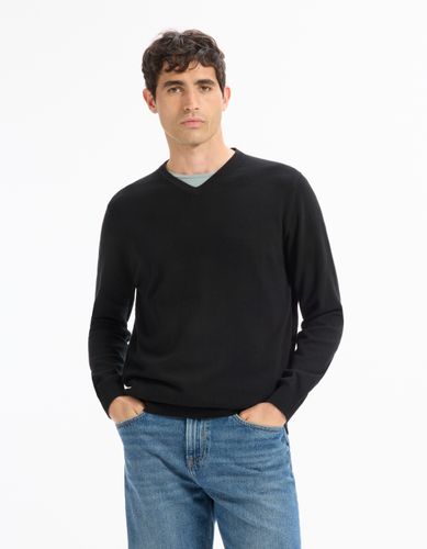 Pull col V 100% coton - noir - camaieu - Modalova