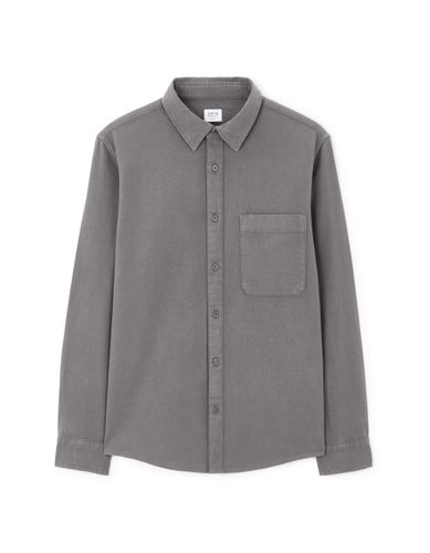 Chemise regular en flanelle - gris chiné - camaieu - Modalova