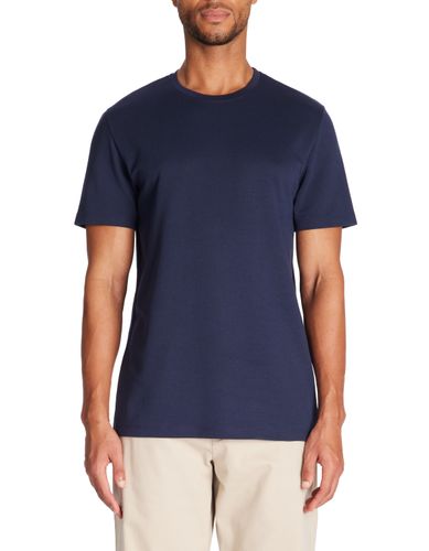 T-shirt straight col rond coton mélangé - marine - camaieu - Modalova