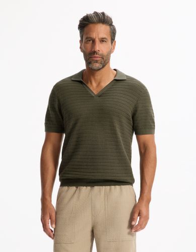 Polo slim en maille texturée coton mélangé - camaieu - Modalova