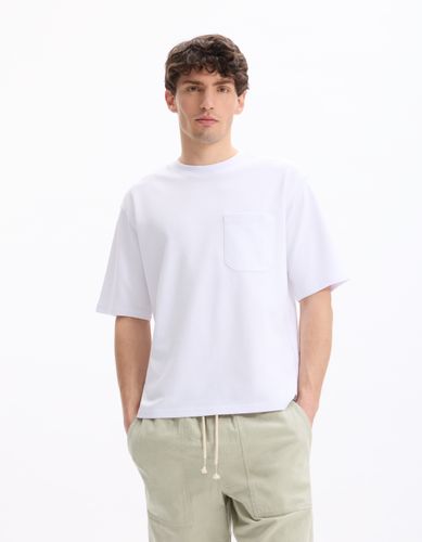 T-shirt oversize col rond coton mélangé - camaieu - Modalova