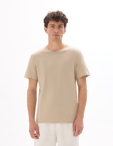 T-shirt regular col rond 100% coton - beige - camaieu - Modalova