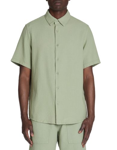 Chemisette regular gaufrée 100% coton - vert - camaieu - Modalova
