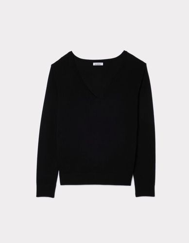 Pull en maille fine col V - noir - camaieu - Modalova