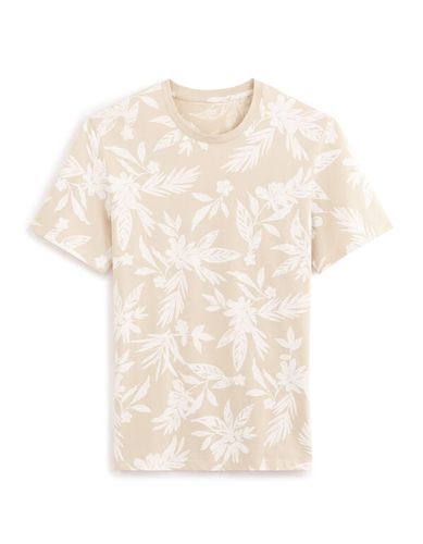 T-shirt col rond en coton - beige - celio - Modalova