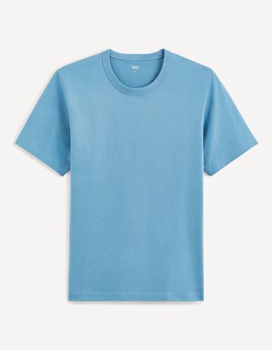 T-shirt à col rond boxy en coton - bleu - celio - Modalova