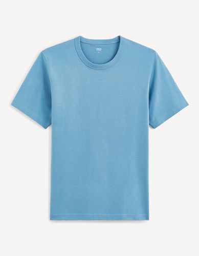T-shirt col rond boxy en cotton - bleu - celio - Modalova