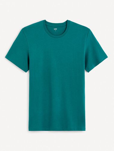 T-shirt col rond en coton - pétrole - celio - Modalova