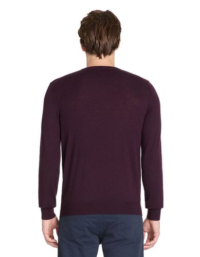 Pull col rond 100% laine - bordeaux - camaieu - Modalova