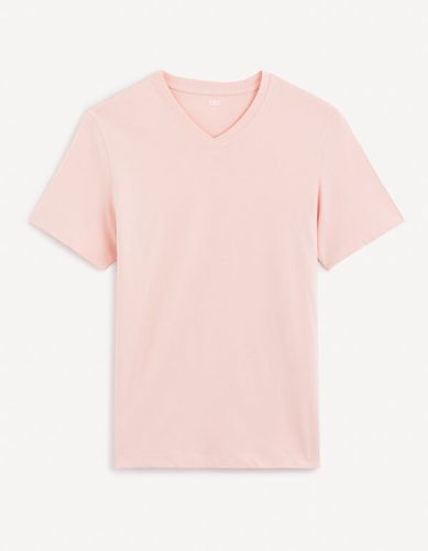 T-shirt col V 100% coton - celio - Modalova