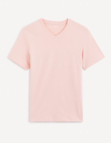 T-shirt col v en coton - celio - Modalova