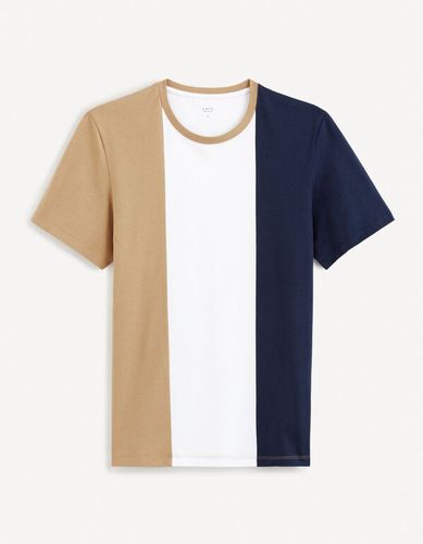 T-shirt col rond straight 100% coton - tricolore - celio - Modalova