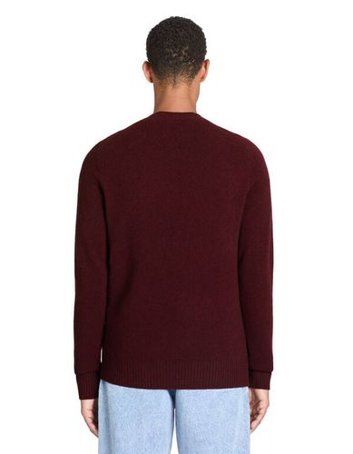 Pull col rond en laine d'agneau - bordeaux - camaieu - Modalova