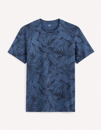 T-shirt col rond imprimé en coton - marine - celio - Modalova