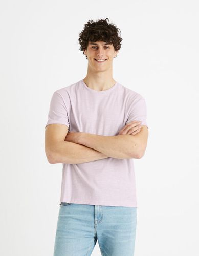 T-shirt col rond 100% coton - violet - celio - Modalova