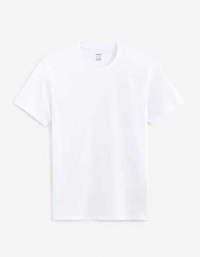 T-shirt col rond en coton - blanc - celio - Modalova