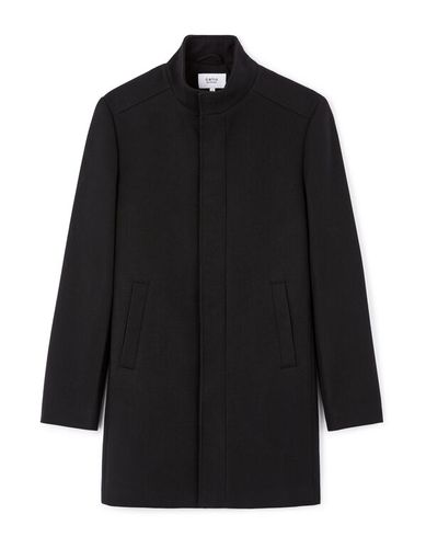 Manteau long col officier - noir - camaieu - Modalova