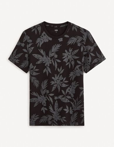 T-shirt à col rond en coton - noir - celio - Modalova