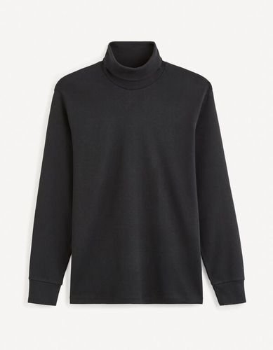 T-shirt col roulé en coton - noir - celio - Modalova