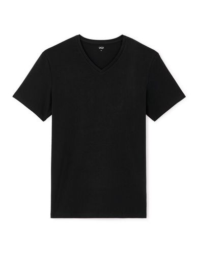 T-shirt slim col V en coton stretch - celio - Modalova