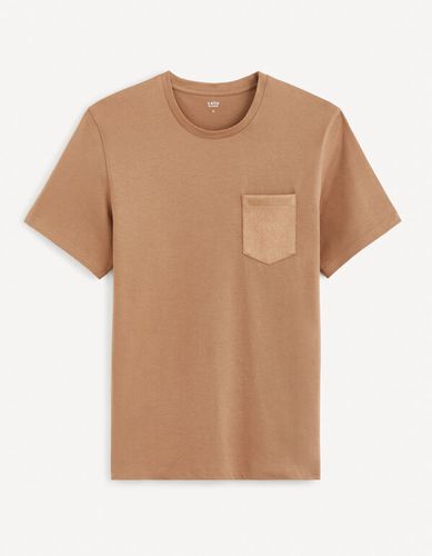 T-shirt col rond straight 100% coton - marron - celio - Modalova