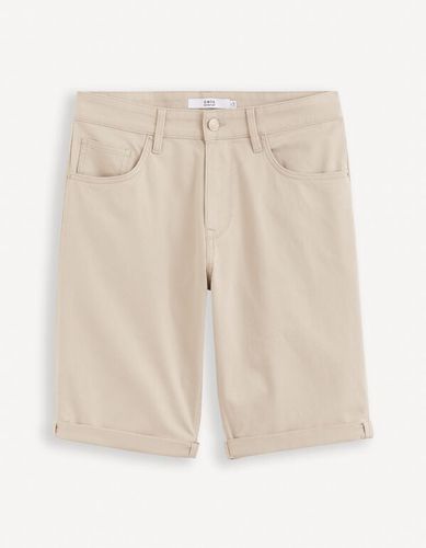 Bermuda 5 poches en coton stretch - beige - celio - Modalova