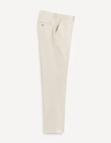 Pantalon de costume slim en lin - beige - celio - Modalova