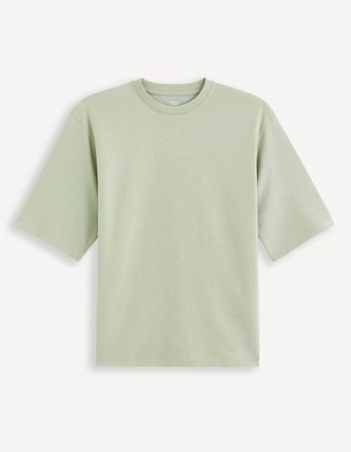 T-shirt col rond en coton mélangé - vert - celio - Modalova