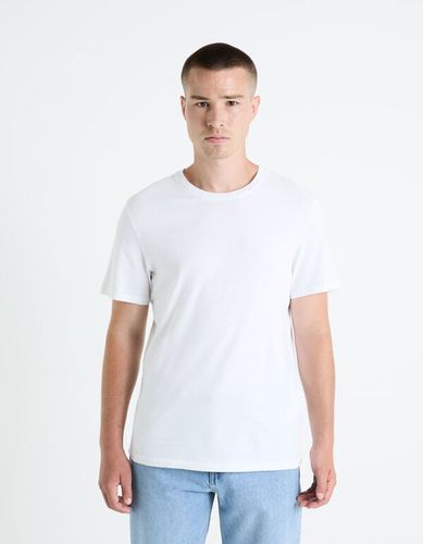 T-shirt col rond uni Coton - blanc - celio - Modalova