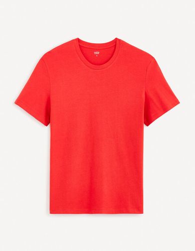 T-shirt col rond en coton - rouge - celio - Modalova