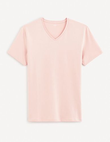 T-shirt col V coton stretch - celio - Modalova