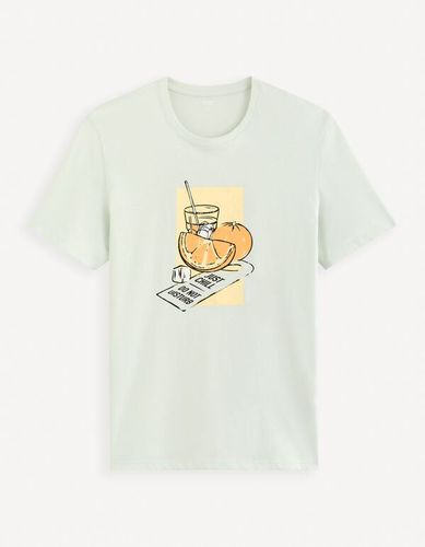 T-shirt col rond 100% coton - vert - celio - Modalova