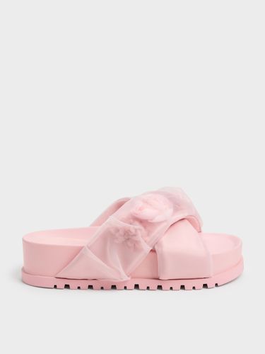 Charles & Keith - Sandales croisées en satin à fleurs appliquées - Charles & Keith - Modalova