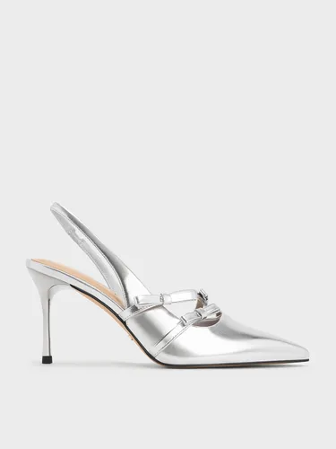 Charles & Keith - Escarpins métallisés à bride arrière et nœud Jessy - Charles & Keith - Modalova