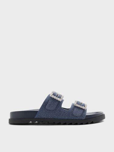 Charles & Keith - Claquettes en denim à double lanière et boucle strassée - Charles & Keith - Modalova