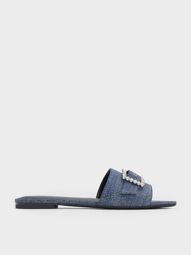 Charles & Keith - Claquette en denim à bout carré et boucle ornée de strass - Charles & Keith - Modalova